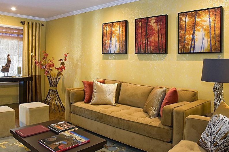 Papel de parede amarelo para sala de estar - Papel de parede colorido para sala de estar