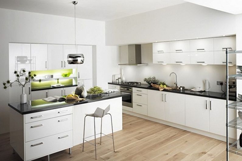 Baltas tapetes virtuvei - fona krāsa virtuvei