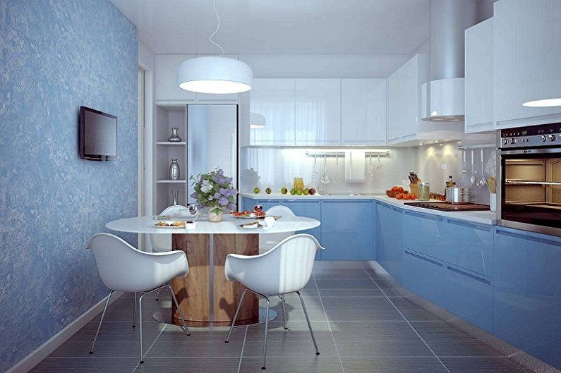 Modrá kuchyňa Tapeta - Farebné tapety pre kuchyňu