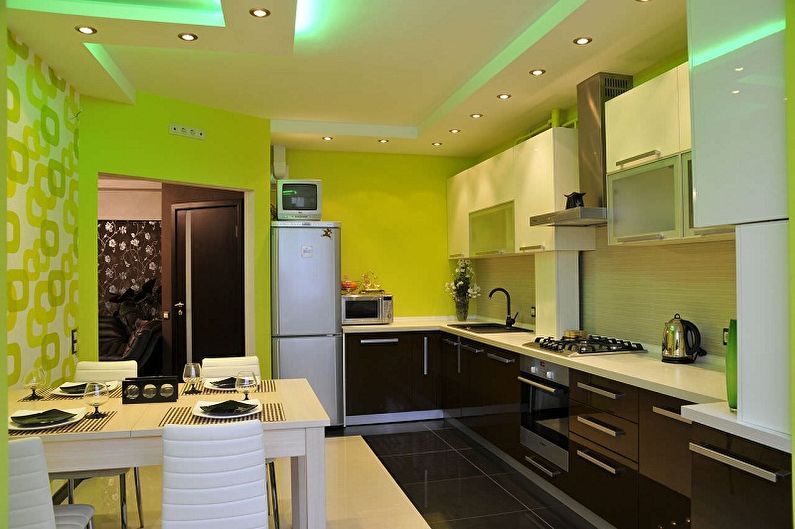 Zaļas tapetes virtuvei - krāsainas tapetes virtuvei