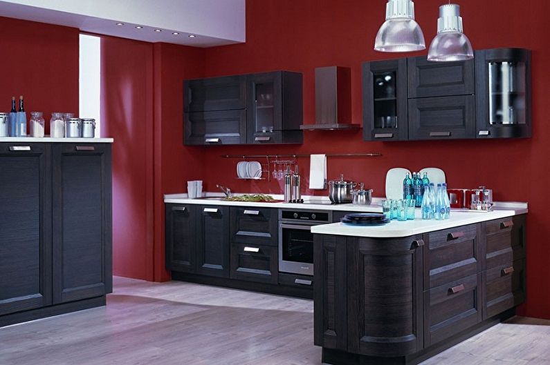 Raudoni tapetai virtuvei - spalvoti tapetai virtuvei