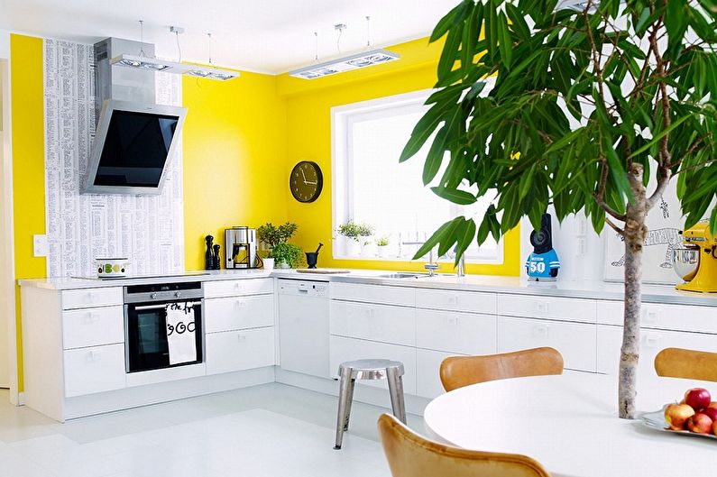 Dzeltenas tapetes virtuvei - krāsainas tapetes virtuvei