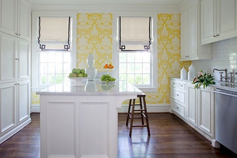 Geltoni tapetai virtuvei - spalvoti tapetai virtuvei
