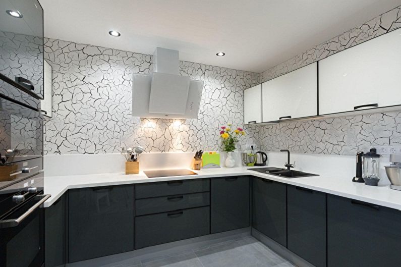 Kertas dinding kelabu untuk dapur - Warna kertas dinding untuk dapur