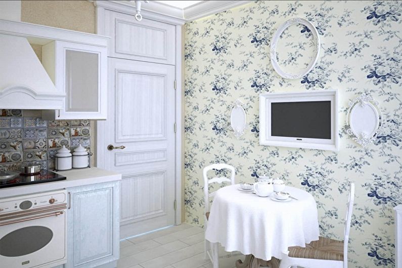 Warna kertas dinding dapur gaya Provence