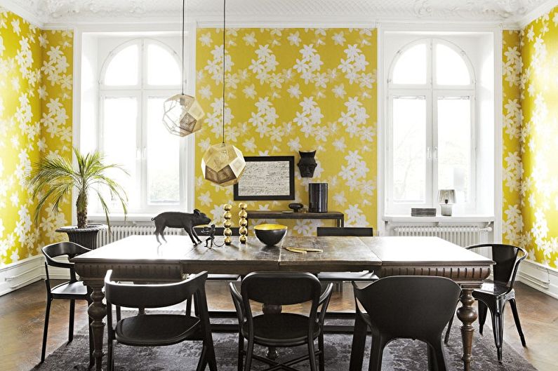 Color wallpaper for the kitchen - photos and ideas
