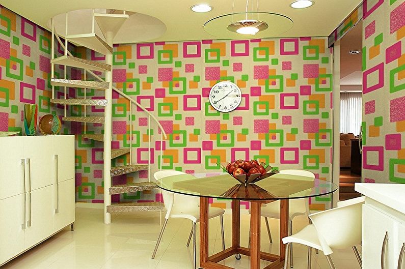 Papel de parede colorido para a cozinha - fotos e ideias
