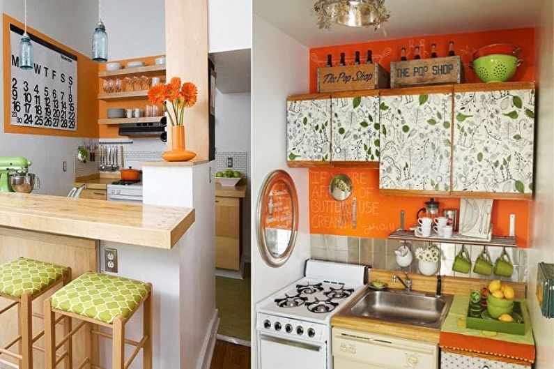 Бяла и зелена кухня - комбинация с портокал