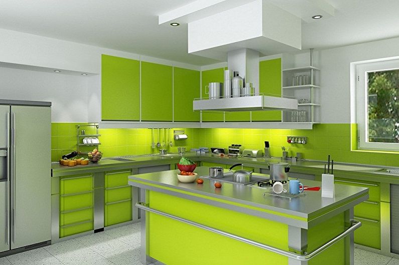 Design intérieur d'une cuisine blanc-vert - photo