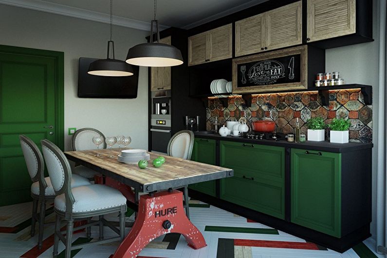 Innenarchitektur einer weißgrünen Küche - Foto