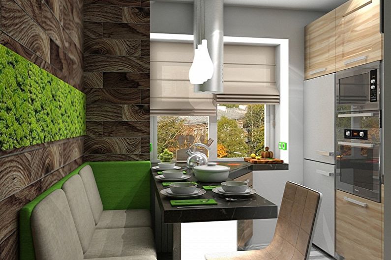Virtuve 4 kv.m. ekoloģiskā stilā - interjera dizains