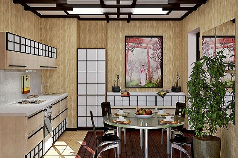 Japāņu stila virtuves dizains - funkcijas