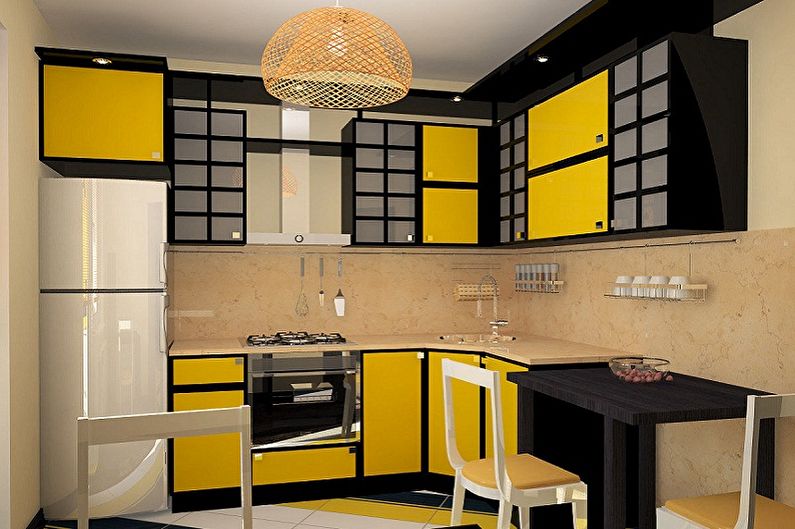 Japoniško stiliaus maža virtuvė - interjero dizainas