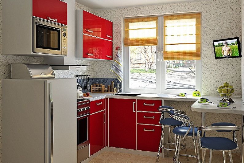 Mazās virtuves dizains - mēbeles
