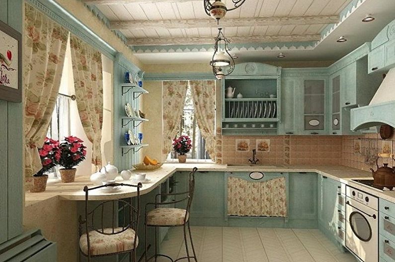 Kleine Küche im Provence-Stil - Innenarchitektur