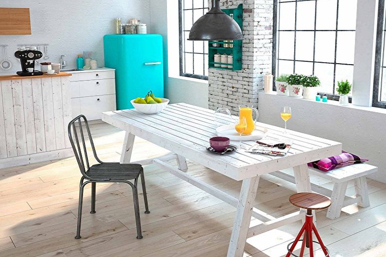 Loft Style virtuves dizains - mēbeles