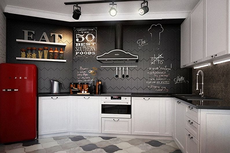 Кухиња дизајна ентеријера у стилу поткровља - фотографија