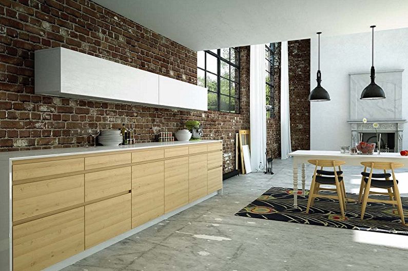 Cocina de diseño de interiores en estilo loft - foto