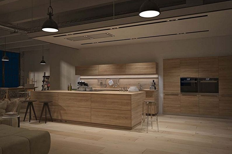 Кухня за интериорен дизайн в стил лофт - снимка