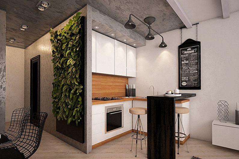 Cuisine design d'intérieur dans le style loft - photo