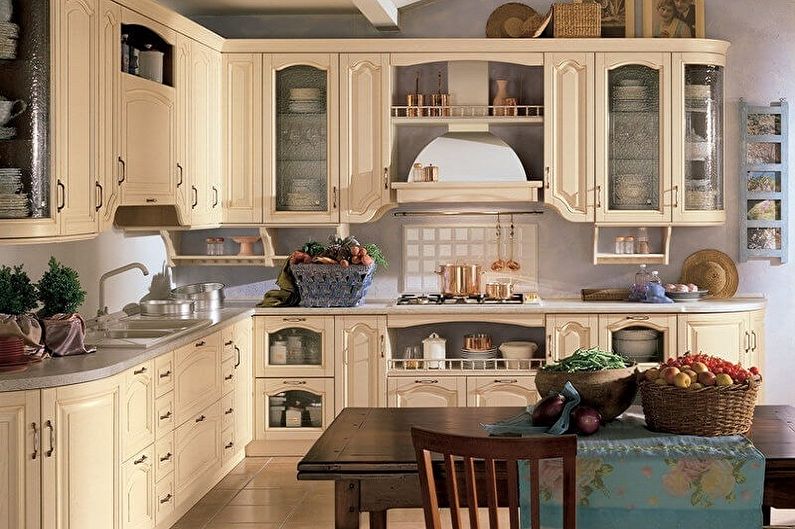 Beige kitchen in Provence style - Interior Design