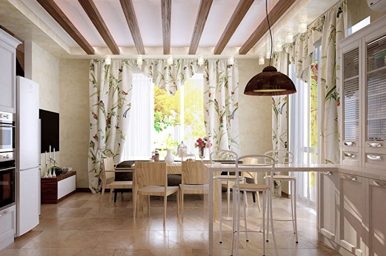 Conception de cuisine de style provençal - Finition de plafond