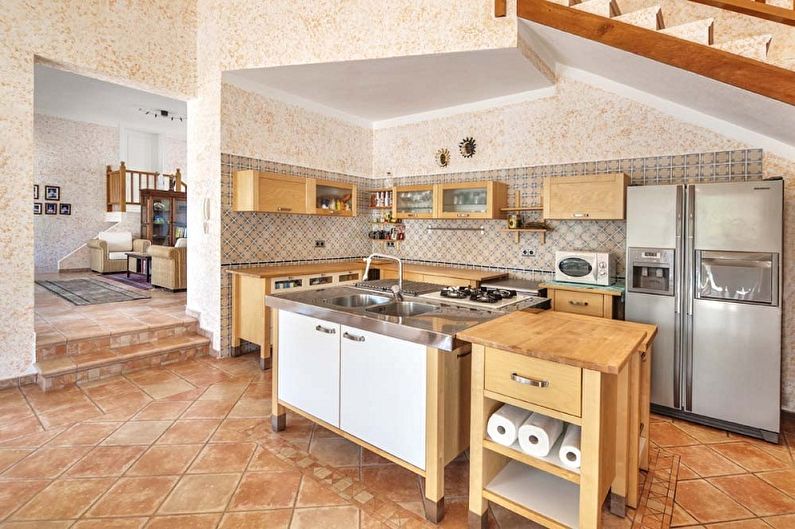 Virtuves interjera dizains provences stilā - foto