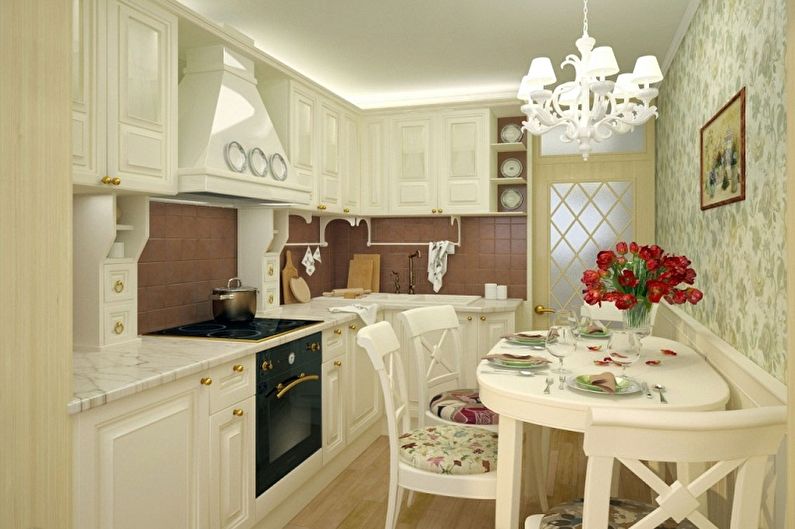 Kitchen interior design in provence style - photo