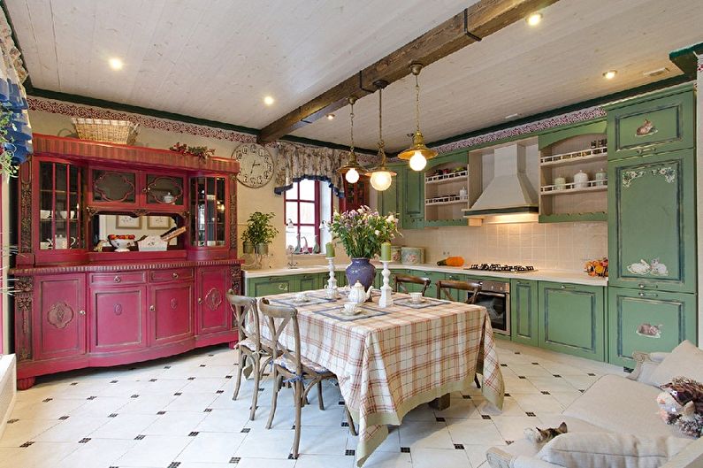 Reka bentuk dalaman dapur dalam gaya provence - foto