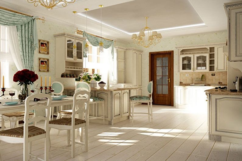 Reka bentuk dalaman dapur dalam gaya provence - foto