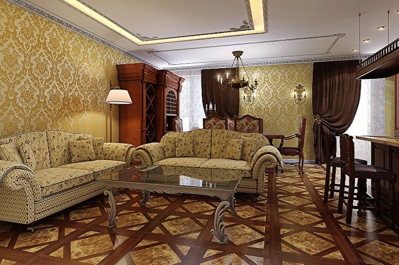 Tapetai salėje - tapetai ir interjero stiliai