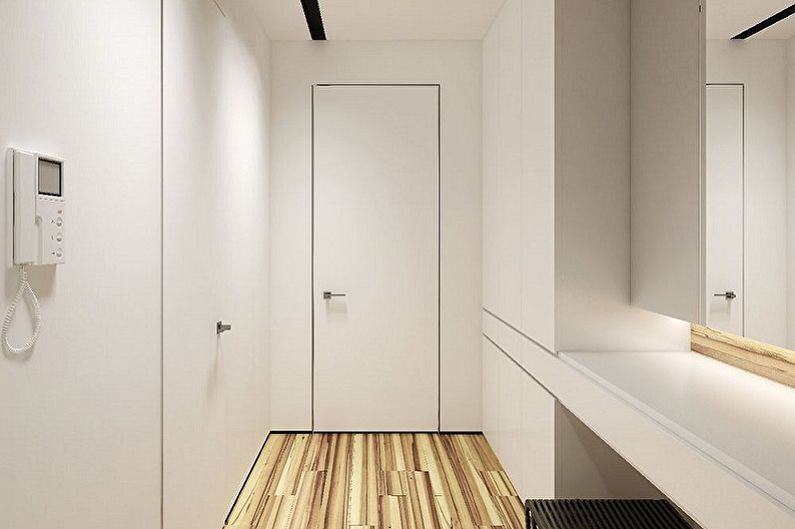 Mały korytarz w stylu minimalizmu - architektura wnętrz