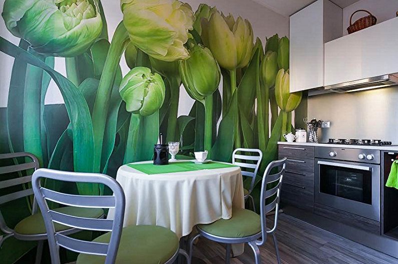 Màu sắc của giấy dán tường cho nhà bếp: 90 ý tưởng ảnh