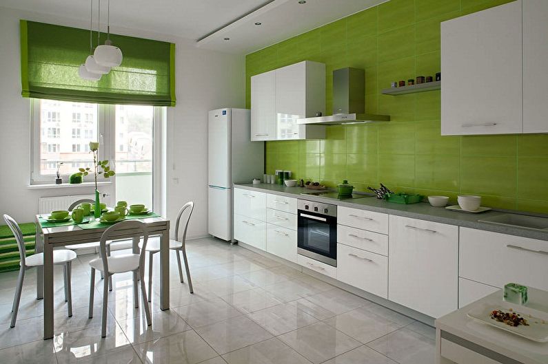 Baltā-zaļā virtuve: 90 dizaina idejas (foto)